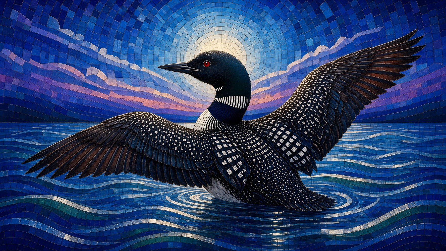Mosaic Muse. A loon mosaic painting.