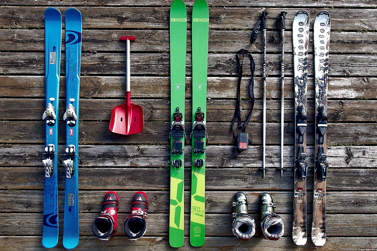 Ski gear laid out — liner layer of the kit.